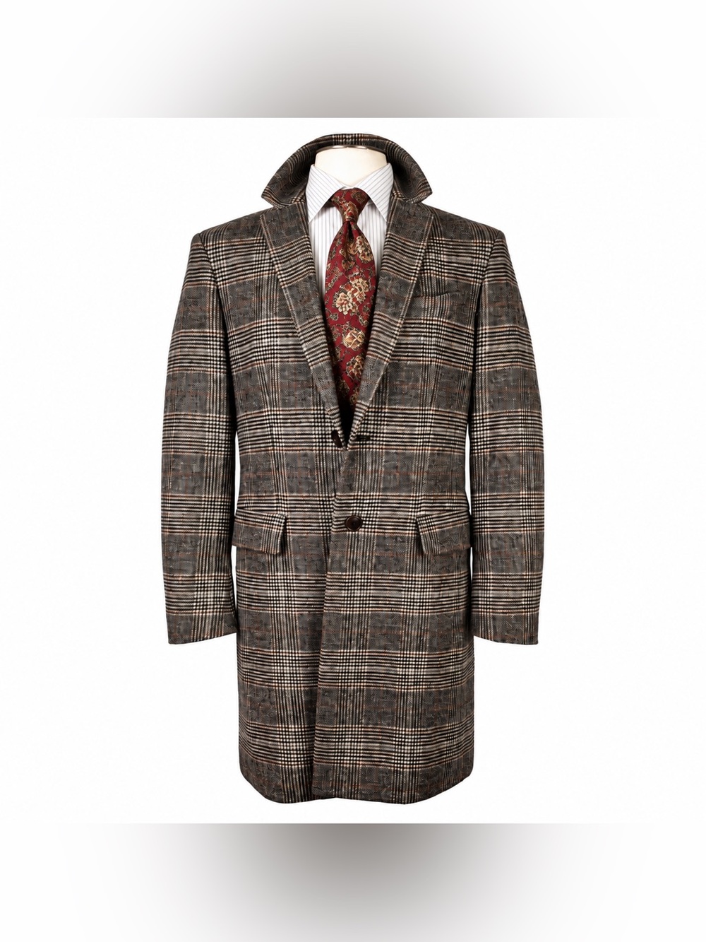 Gap Coat Overcoat Mens Medium 44 46 R Brown Glen Plaid Wool Blend